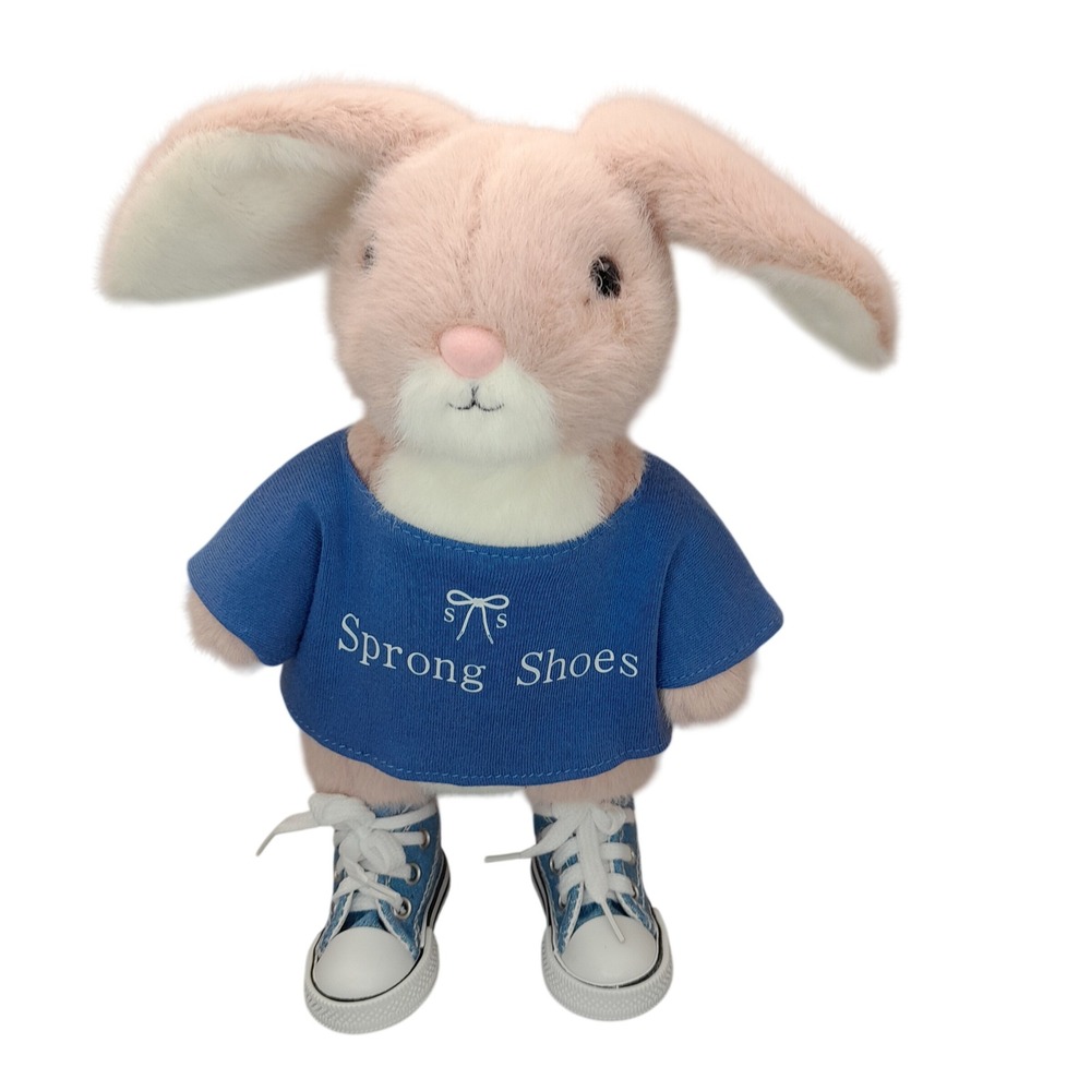 Sprong Shoes Pink Plush Bunny Rabbit Blue Shirt Denim Sneakers Stuffed Animal 9"